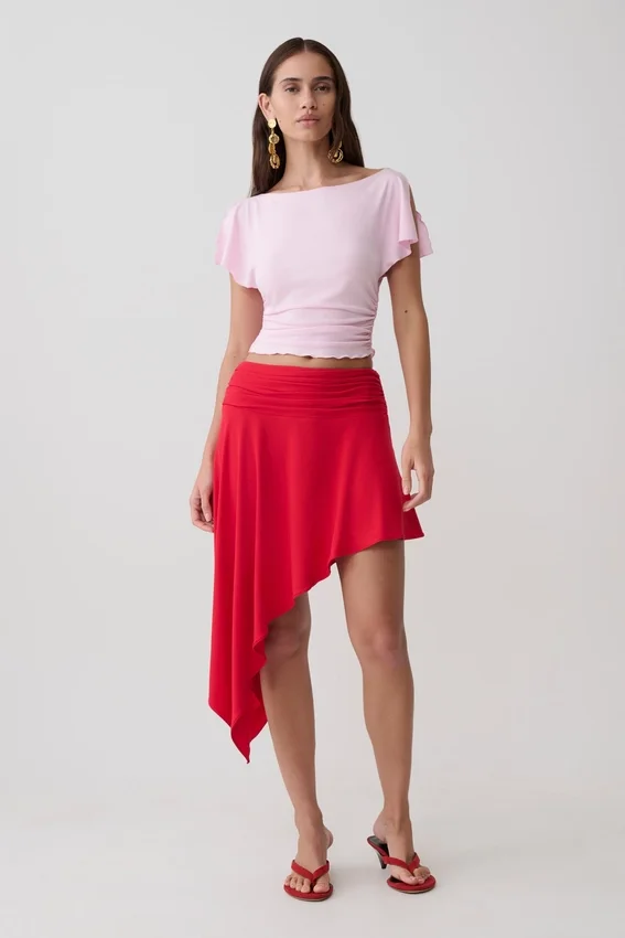 Talise Modal Hankie Midi Skirt – Red Talise Modal Hankie Midi Skirt – Red