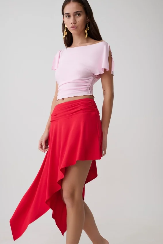 Talise Modal Hankie Midi Skirt – Red Talise Modal Hankie Midi Skirt – Red
