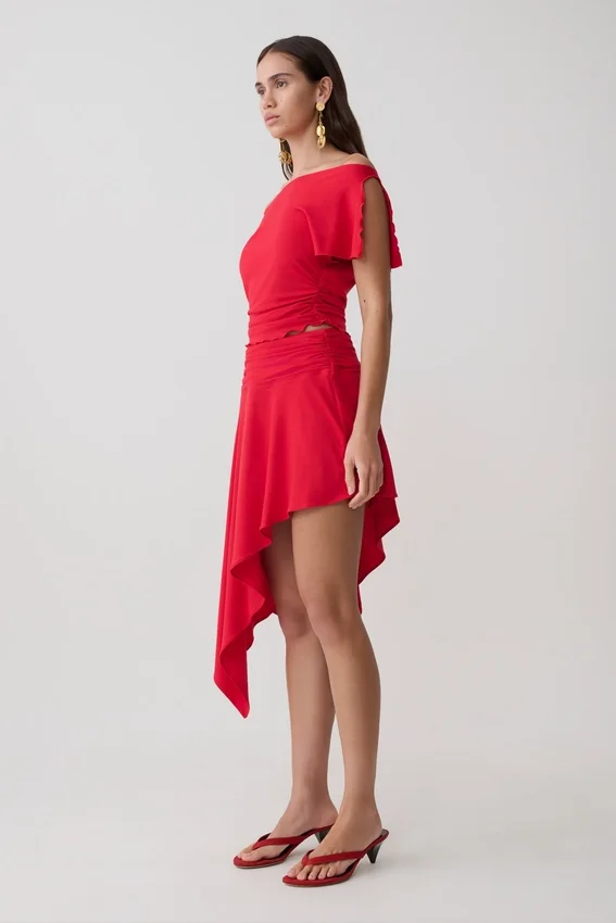 Talise Modal Hankie Midi Skirt – Red Talise Modal Hankie Midi Skirt – Red
