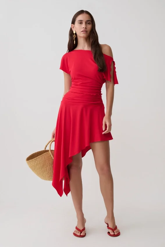 Talise Modal Hankie Midi Skirt – Red Talise Modal Hankie Midi Skirt – Red