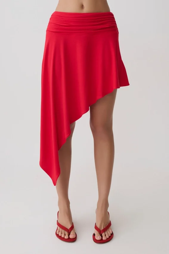 Talise Modal Hankie Midi Skirt – Red Talise Modal Hankie Midi Skirt – Red