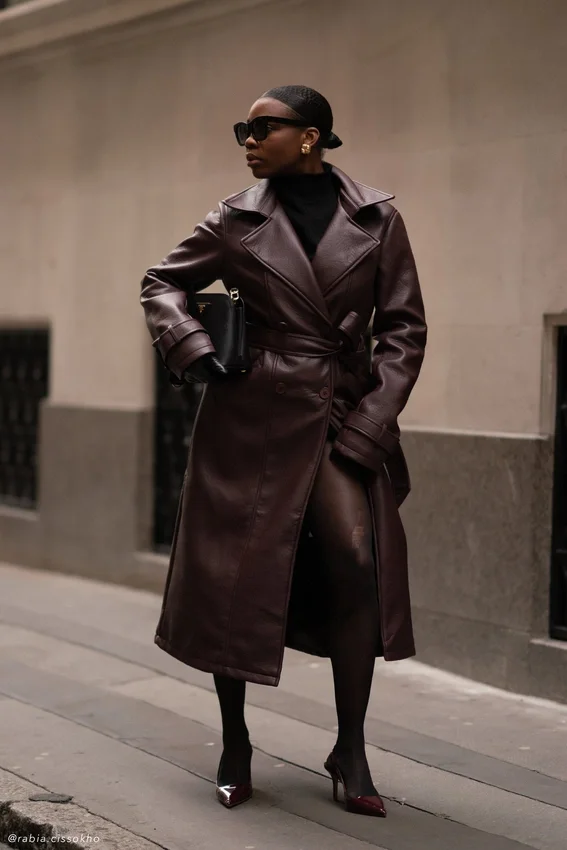 Tarah Faux Leather Trench Coat – Cacao Brown Tarah Faux Leather Trench Coat – Cacao Brown