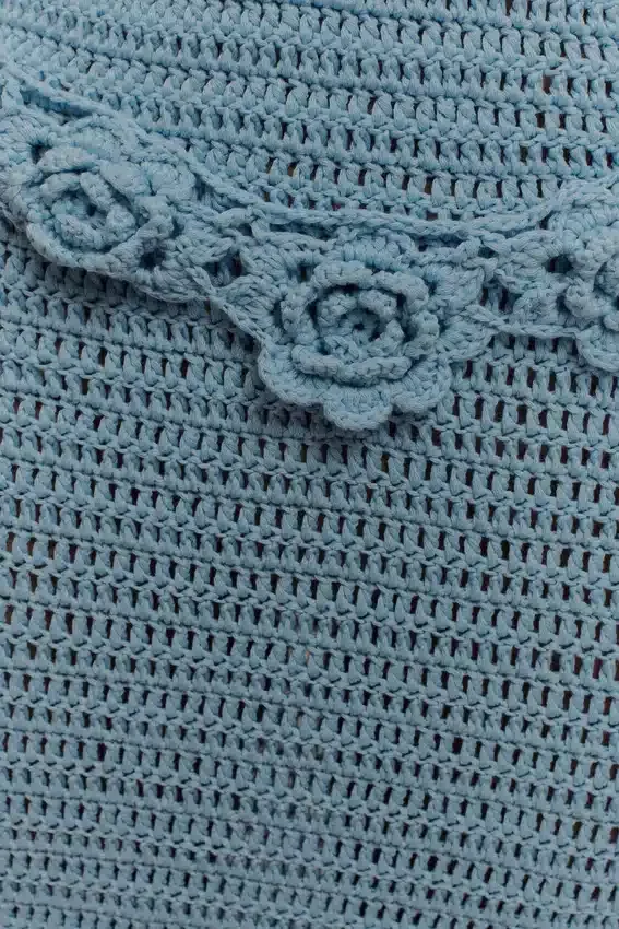 Teagan Floral Hand Crochet Midi Dress – Blue Teagan Floral Hand Crochet Midi Dress – Blue