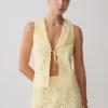 Tessa Broderie Tie Front Sleeveless Top – Lemon Tessa Broderie Tie Front Sleeveless Top – Lemon