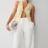 Tessa Broderie Tie Front Sleeveless Top – Lemon Tessa Broderie Tie Front Sleeveless Top – Lemon