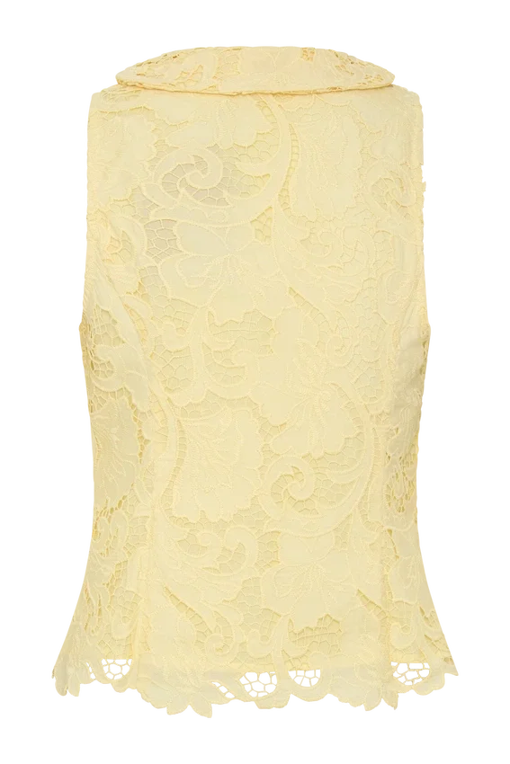 Tessa Broderie Tie Front Sleeveless Top – Lemon Tessa Broderie Tie Front Sleeveless Top – Lemon