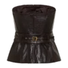 Thalia Faux Leather Boned Corset – Dark Chocolate