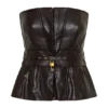 Thalia Faux Leather Boned Corset – Dark Chocolate