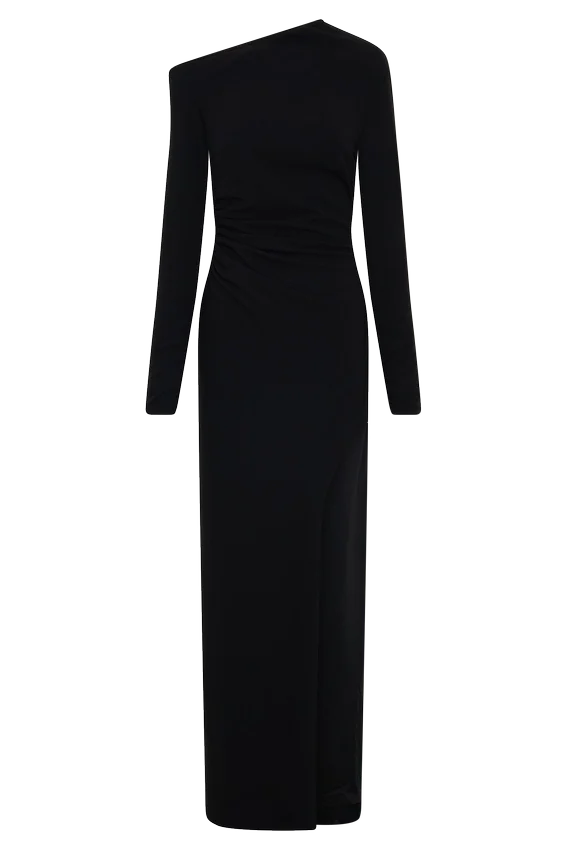 Thalyn Crepe Maxi Dress With Split – Black Thalyn Crepe Maxi Dress With Split – Black