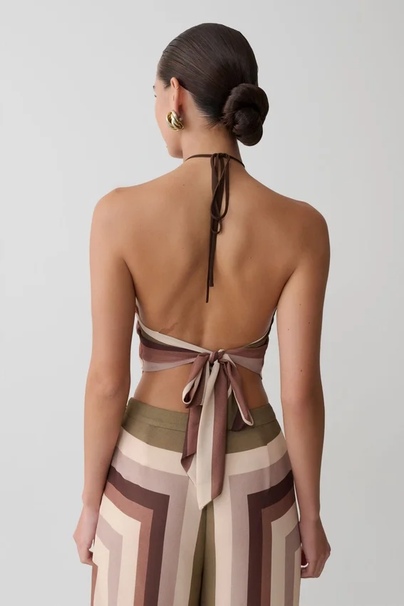 Thea Halter Chiffon Sleeveless Top – Multi Stripe Thea Halter Chiffon Sleeveless Top – Multi Stripe