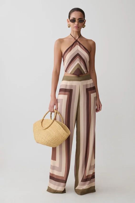 Thea Halter Chiffon Sleeveless Top – Multi Stripe Thea Halter Chiffon Sleeveless Top – Multi Stripe