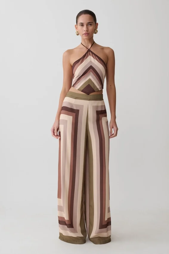 Rachel Chiffon Straight Leg Pants – Multi Stripe Rachel Chiffon Straight Leg Pants – Multi Stripe