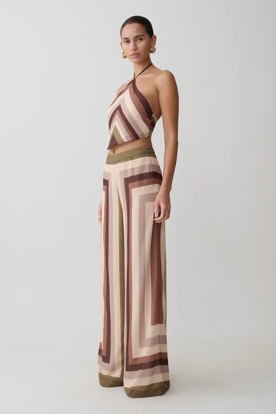 Rachel Chiffon Straight Leg Pants – Multi Stripe Rachel Chiffon Straight Leg Pants – Multi Stripe