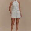 Tiara Halter Neck Suiting Top – White