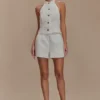 Tiara Halter Neck Suiting Top – White