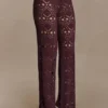 Trena Crochet Knit Pants – Chocolate