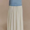 Tully Chiffon Denim Maxi Skirt – 80’S Blue