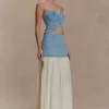Tully Chiffon Denim Maxi Skirt – 80’S Blue