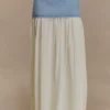 Tully Chiffon Denim Maxi Skirt – 80’S Blue