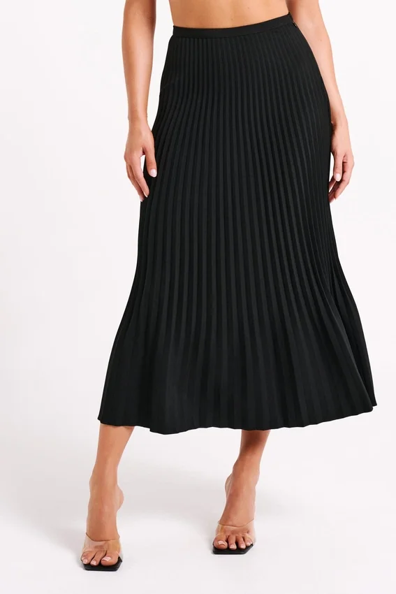 Twyla Pleated Suiting Maxi Skirt – Black Twyla Pleated Suiting Maxi Skirt – Black