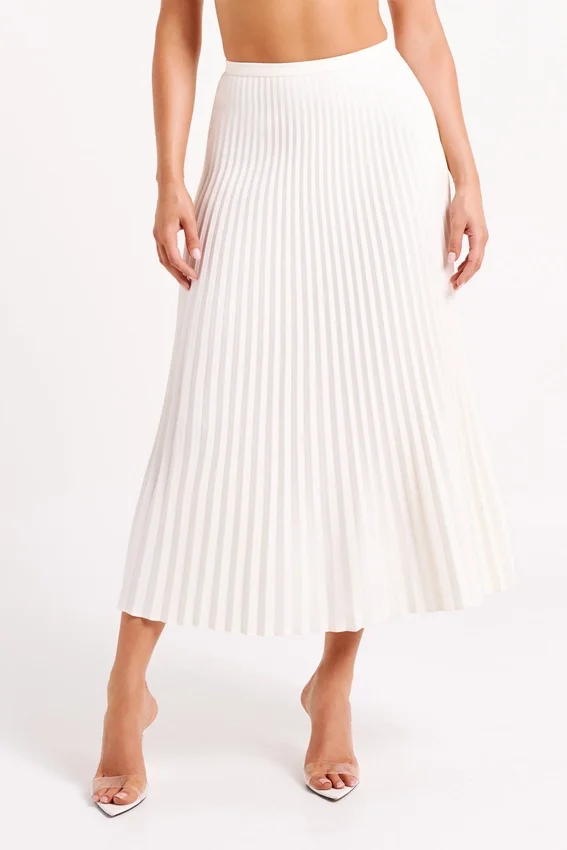 Twyla Pleated Suiting Maxi Skirt – Ivory Twyla Pleated Suiting Maxi Skirt – Ivory