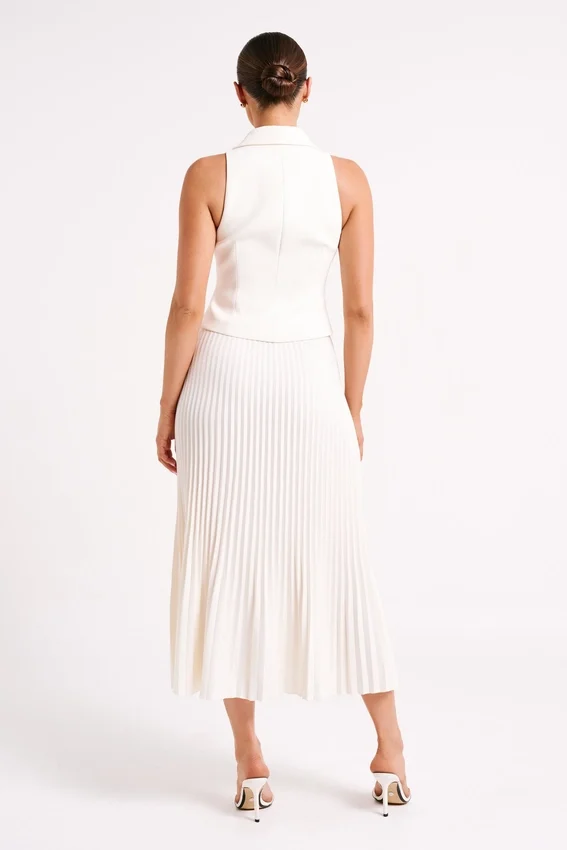 Twyla Pleated Suiting Maxi Skirt – Ivory Twyla Pleated Suiting Maxi Skirt – Ivory