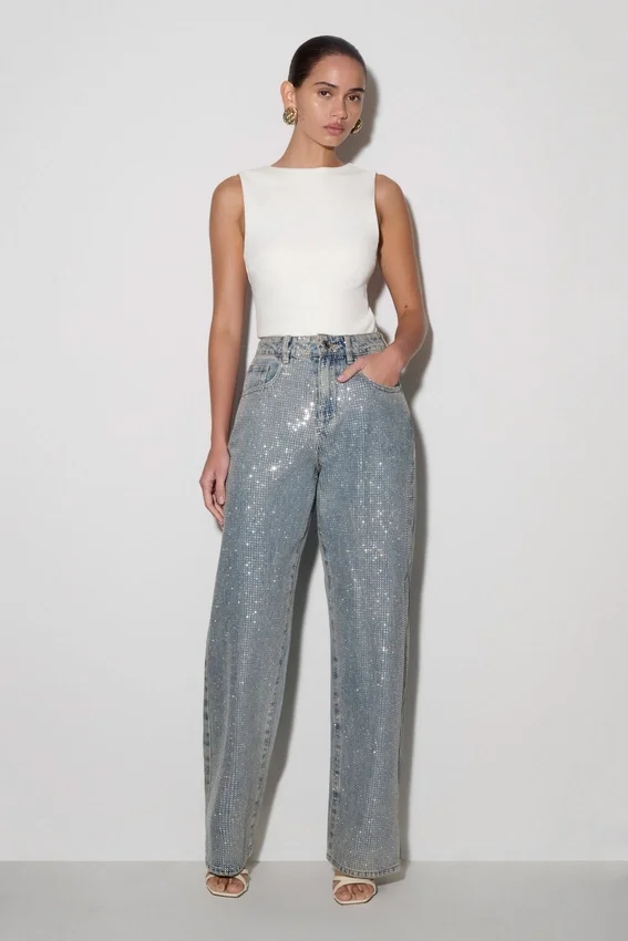 Tyla Diamante Denim Jeans – Blue/Green Tyla Diamante Denim Jeans – Blue/Green