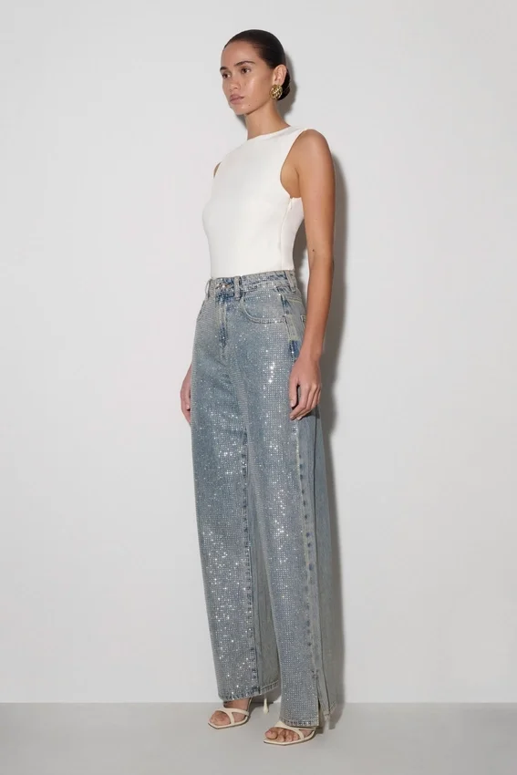 Tyla Diamante Denim Jeans – Blue/Green Tyla Diamante Denim Jeans – Blue/Green