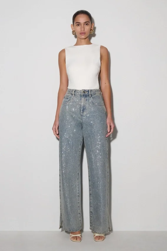 Tyla Diamante Denim Jeans – Blue/Green Tyla Diamante Denim Jeans – Blue/Green