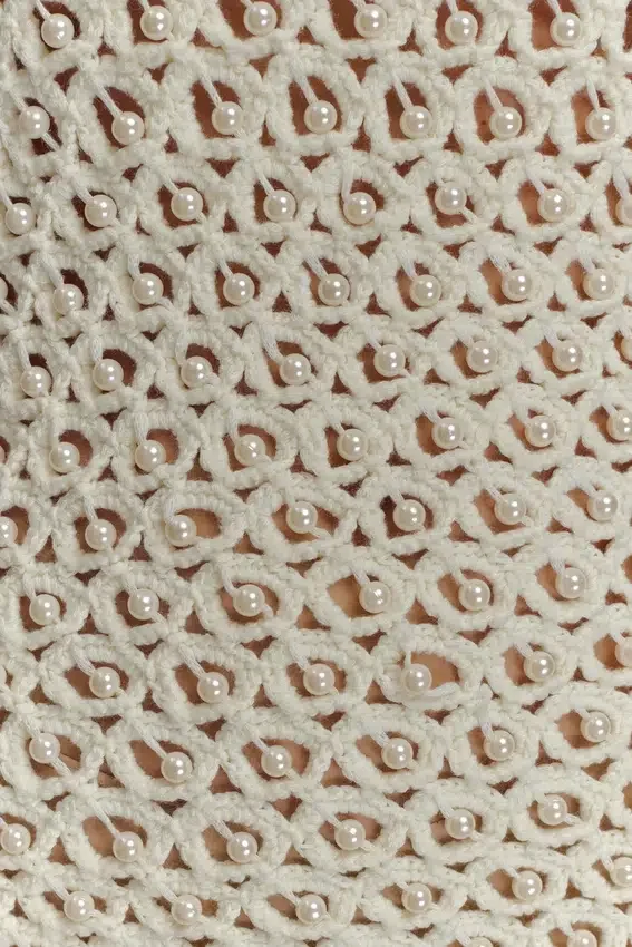 Vanessa Hand Crochet Pearl Mini Dress – Ivory Vanessa Hand Crochet Pearl Mini Dress – Ivory