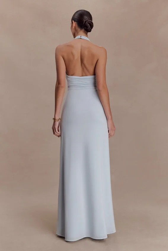 Veda Slinky Halter Maxi Dress – Pale Blue Veda Slinky Halter Maxi Dress – Pale Blue