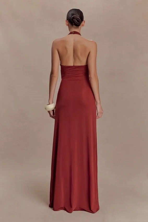Veda Slinky Halter Maxi Dress – Russet Veda Slinky Halter Maxi Dress – Russet