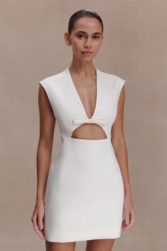 Victoria Cut Out Suiting Mini Dress – Ivory Victoria Cut Out Suiting Mini Dress – Ivory
