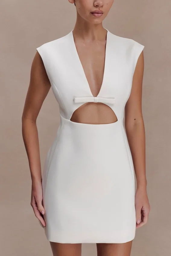 Victoria Cut Out Suiting Mini Dress – Ivory Victoria Cut Out Suiting Mini Dress – Ivory
