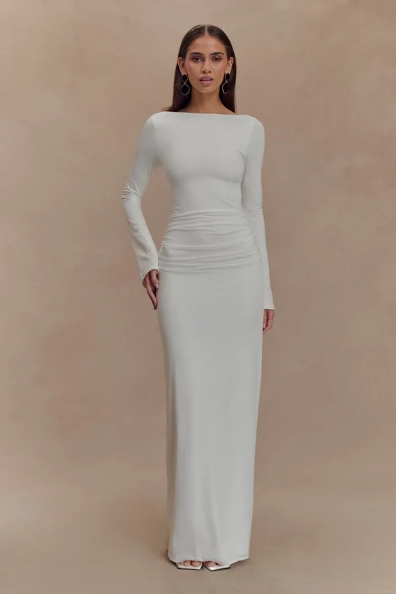 Vienna Slinky Cut Out Maxi Dress – White Vienna Slinky Cut Out Maxi Dress – White