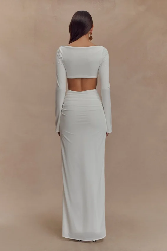 Vienna Slinky Cut Out Maxi Dress – White Vienna Slinky Cut Out Maxi Dress – White