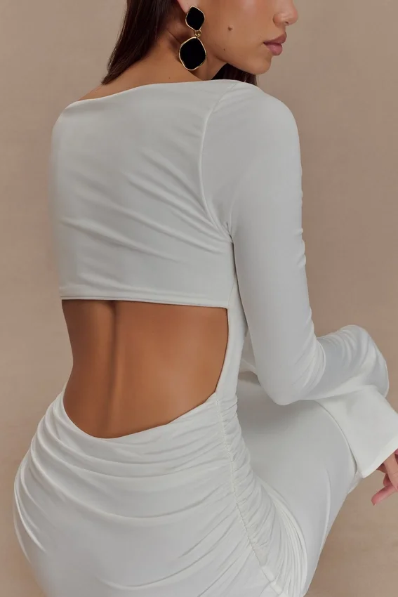 Vienna Slinky Cut Out Maxi Dress – White Vienna Slinky Cut Out Maxi Dress – White