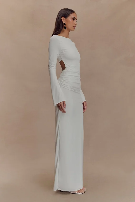 Vienna Slinky Cut Out Maxi Dress – White Vienna Slinky Cut Out Maxi Dress – White