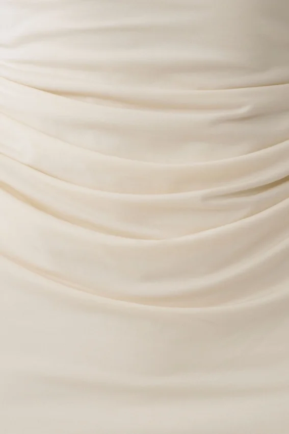 Vina Gathered Jersey Midi Dress – Ivory Vina Gathered Jersey Midi Dress – Ivory