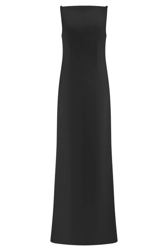 Violet Sleeveless Satin Maxi Dress – Black Violet Sleeveless Satin Maxi Dress – Black