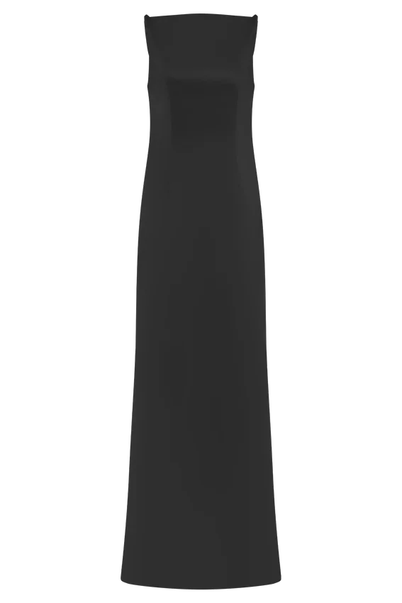 Violet Sleeveless Satin Maxi Dress – Black Violet Sleeveless Satin Maxi Dress – Black