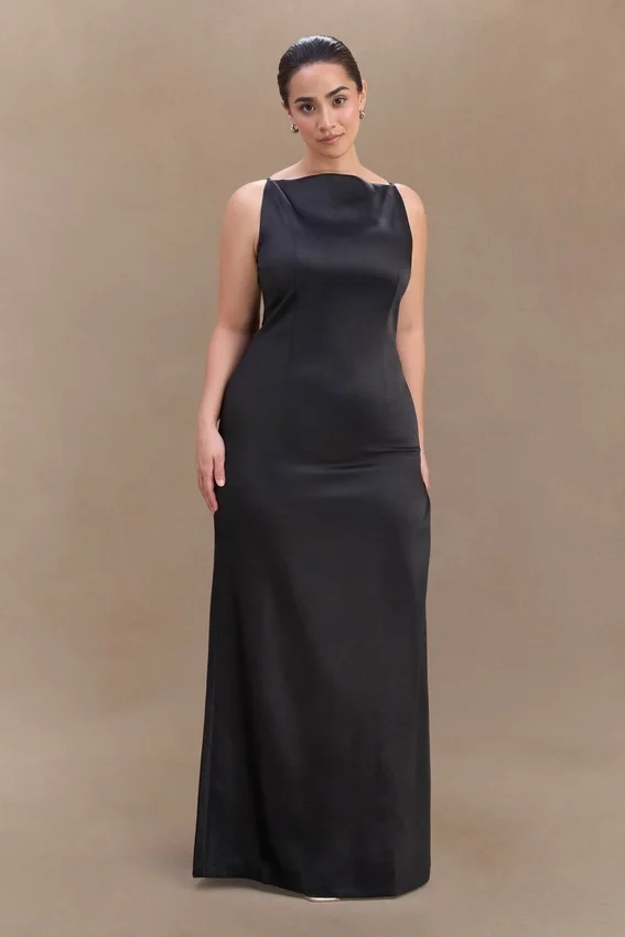 Violet Sleeveless Satin Maxi Dress – Black Violet Sleeveless Satin Maxi Dress – Black