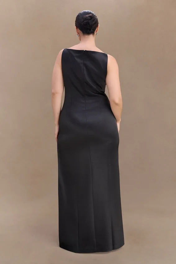 Violet Sleeveless Satin Maxi Dress – Black Violet Sleeveless Satin Maxi Dress – Black