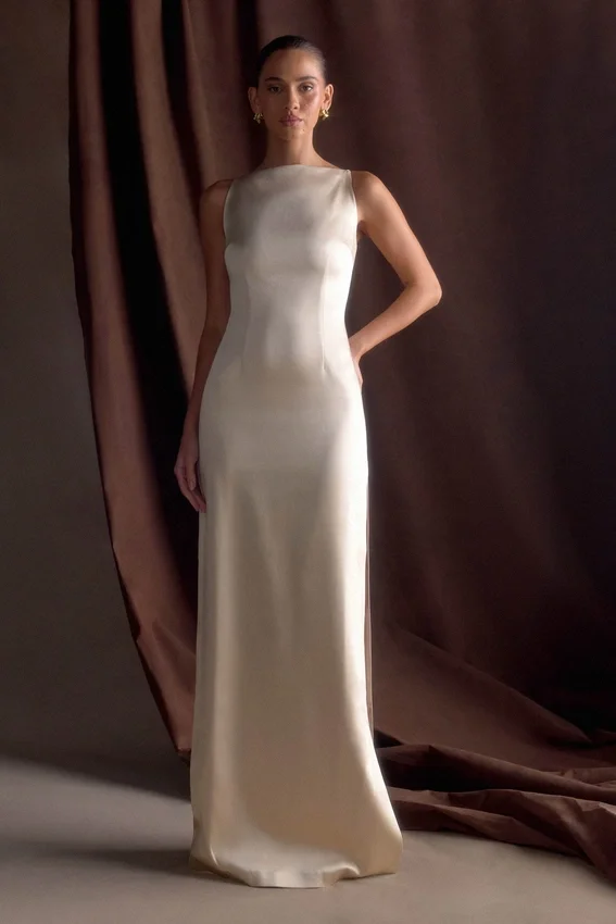Violet Sleeveless Satin Maxi Dress – Blush Gold Violet Sleeveless Satin Maxi Dress – Blush Gold