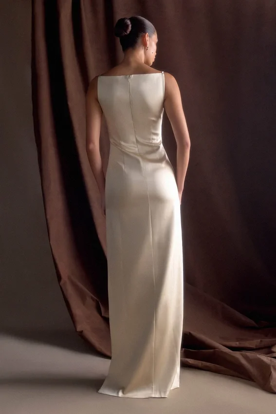 Violet Sleeveless Satin Maxi Dress – Blush Gold Violet Sleeveless Satin Maxi Dress – Blush Gold