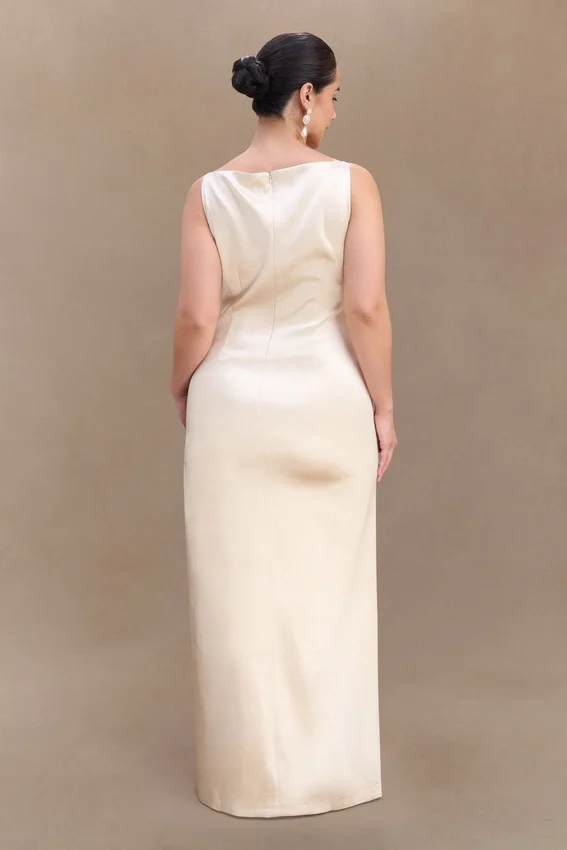 Violet Sleeveless Satin Maxi Dress – Blush Gold Violet Sleeveless Satin Maxi Dress – Blush Gold