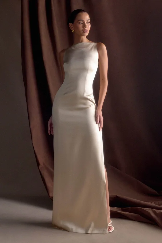 Violet Sleeveless Satin Maxi Dress – Blush Gold Violet Sleeveless Satin Maxi Dress – Blush Gold