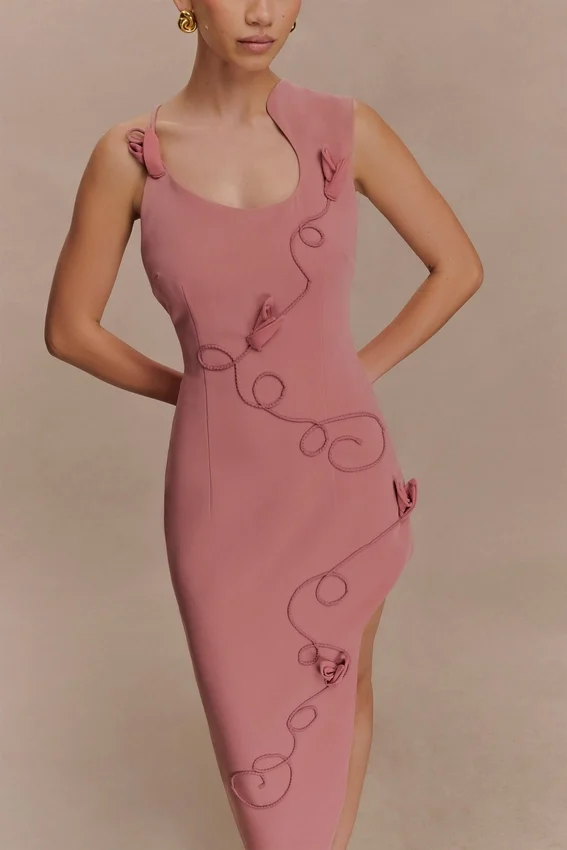Virginia Suiting Embroidered Midi Dress – Burnt Rose Virginia Suiting Embroidered Midi Dress – Burnt Rose
