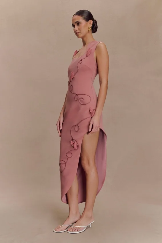 Virginia Suiting Embroidered Midi Dress – Burnt Rose Virginia Suiting Embroidered Midi Dress – Burnt Rose