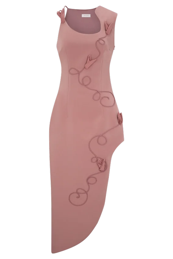 Virginia Suiting Embroidered Midi Dress – Burnt Rose Virginia Suiting Embroidered Midi Dress – Burnt Rose